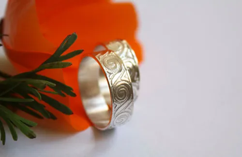 Oceanid, Greek wave wedding ring in sterling silver