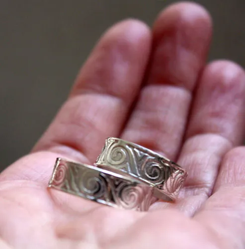 Oceanid, Greek wave wedding ring in sterling silver