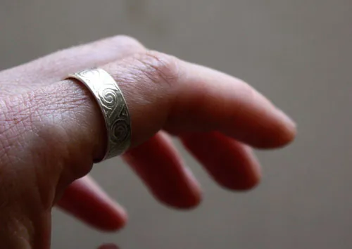 Oceanid, Greek wave wedding ring in sterling silver