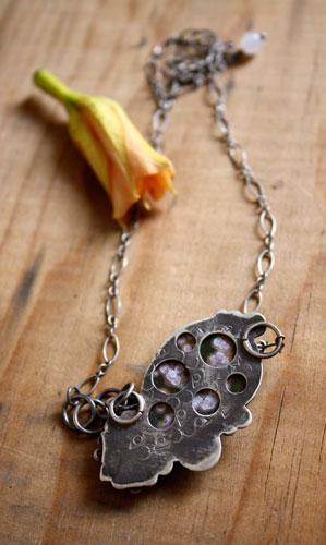 Okeanos, Greek mythology necklace in silver and ocean jasper