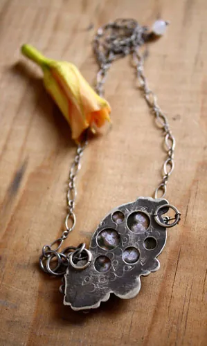 Okeanos, Greek mythology necklace in silver and ocean jasper