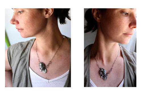 Okeanos, Greek mythology necklace in silver and ocean jasper