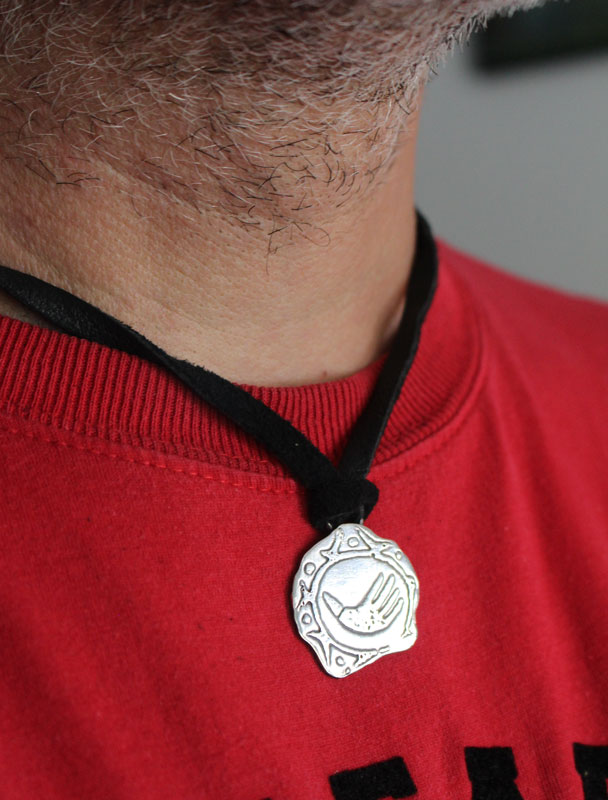 Olmec hand, olmec symbol necklace in sterling silver