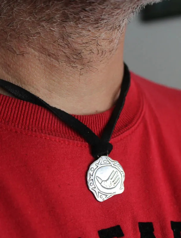 Olmec hand, olmec symbol necklace in sterling silver