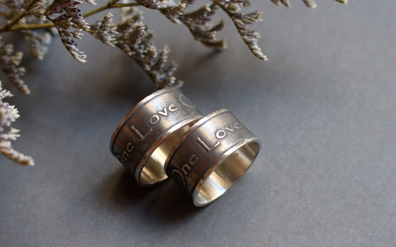 One love wedding bands, declaration inspired by U2 ring in silver