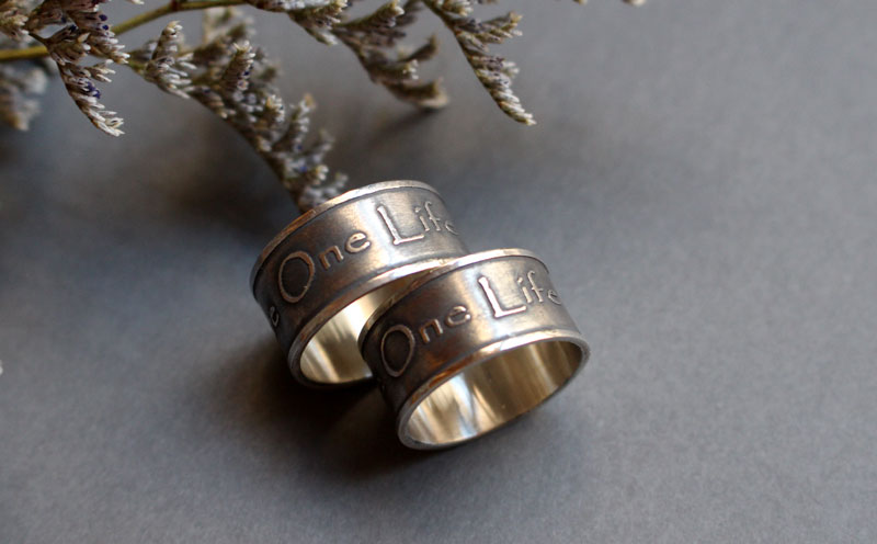 One love wedding bands, declaration inspired by U2 ring in silver
