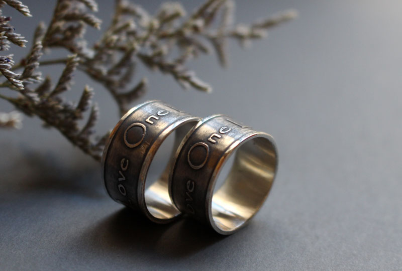One love wedding bands, declaration inspired by U2 ring in silver