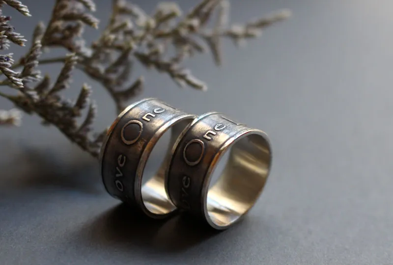 One love wedding bands, declaration inspired by U2 ring in silver