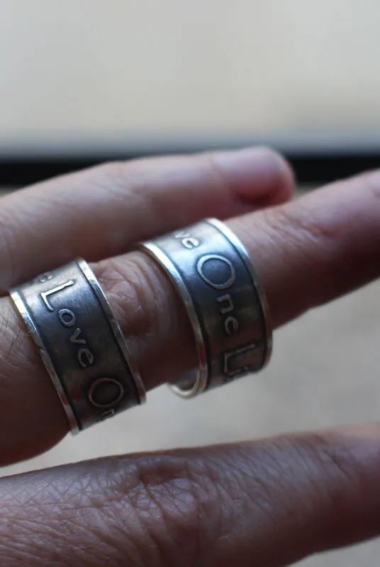 One love wedding bands, declaration inspired by U2 ring in silver