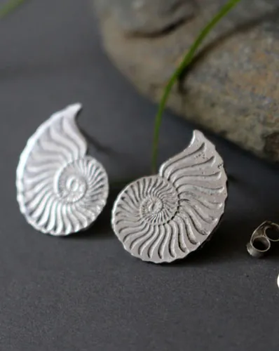 Ophite, Ammonites stud earrings in sterling silver