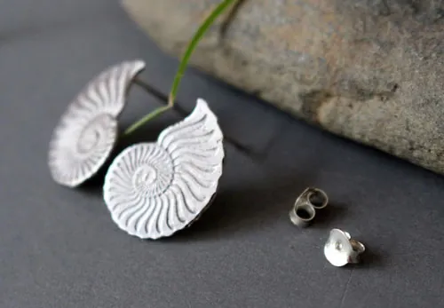 Ophite, Ammonites stud earrings in sterling silver