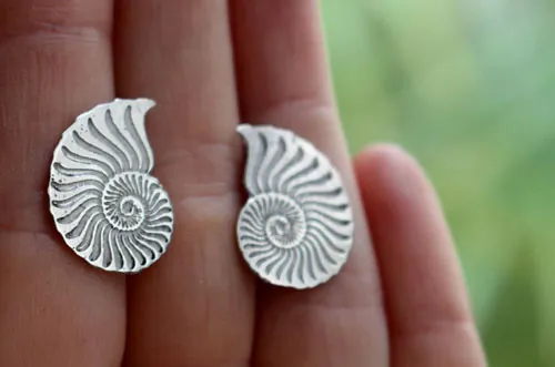 Ophite, Ammonites stud earrings in sterling silver