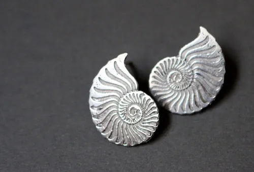 Ophite, Ammonites stud earrings in sterling silver