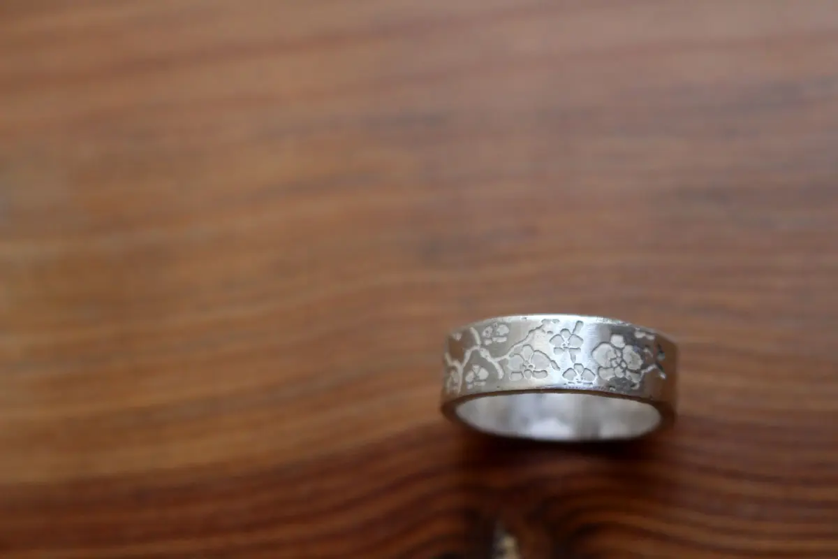 Orchid, elegant flower ring in silver