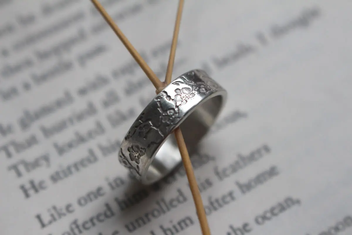 Orchid, elegant flower ring in silver