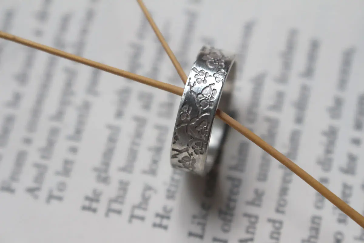 Orchid, elegant flower ring in silver