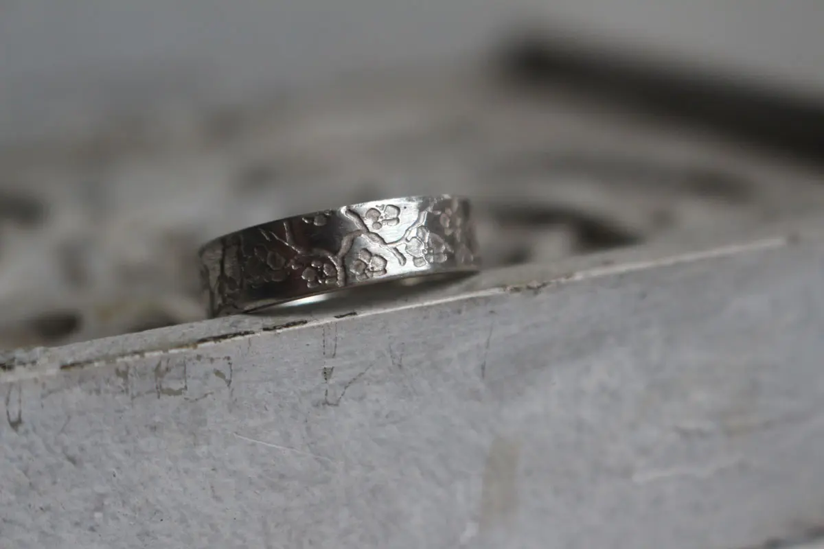 Orchid, elegant flower ring in silver
