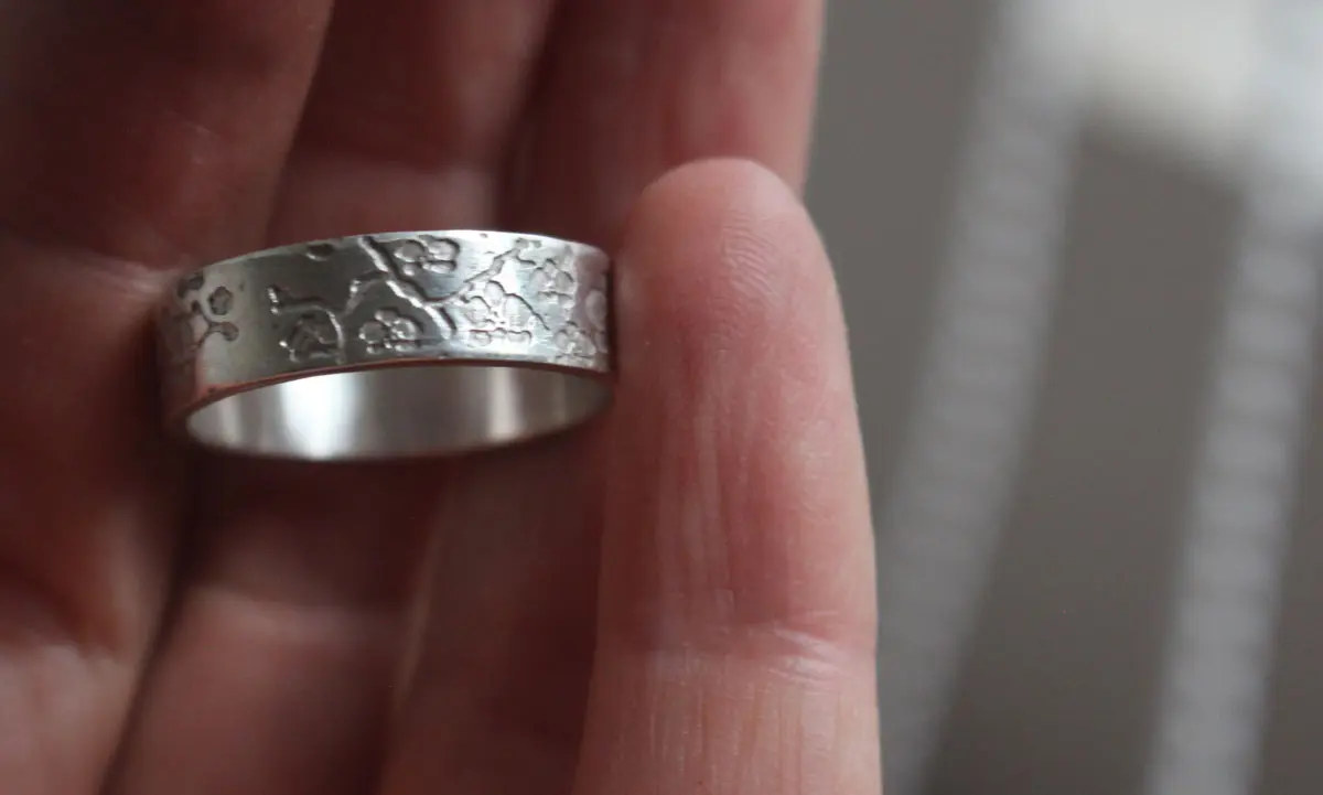 Orchid, elegant flower ring in silver