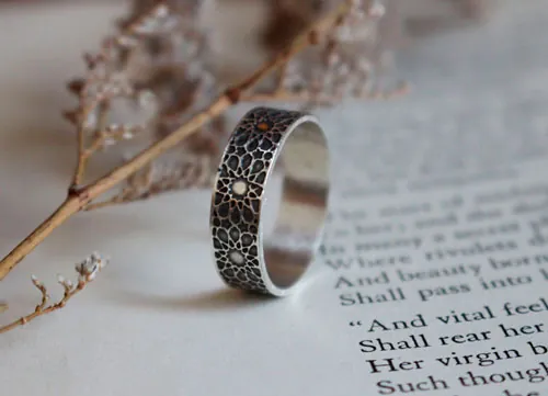 Oriental sun, geometric oriental sun ring in sterling silver