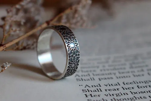 Oriental sun, geometric oriental sun ring in sterling silver