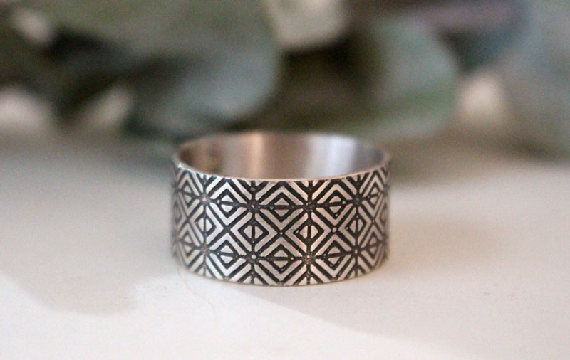 Origami, Japanese geometric ring in sterling silver