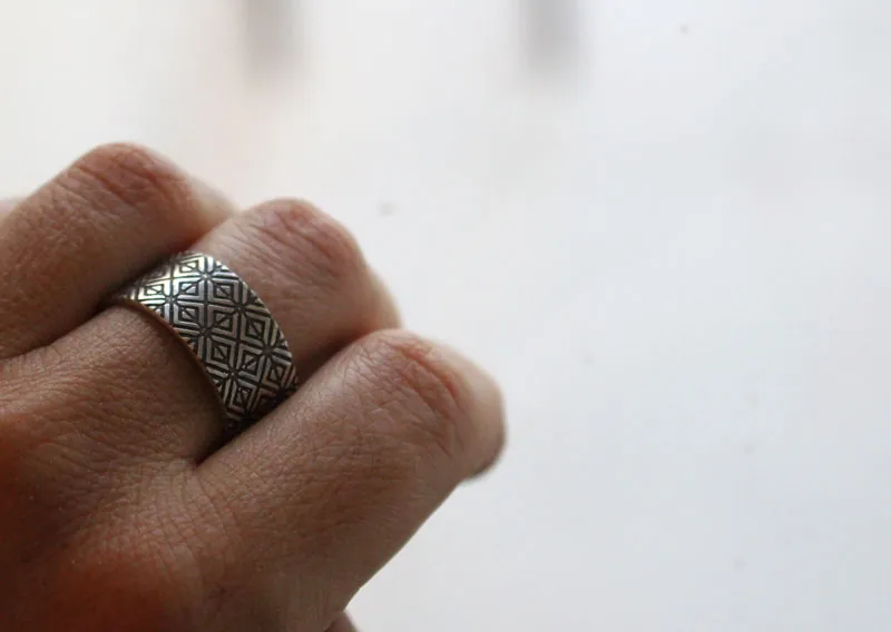 Origami, Japanese geometric ring in sterling silver