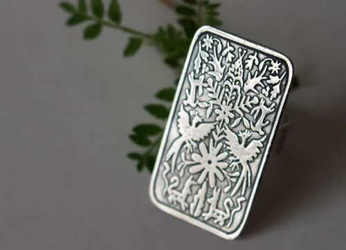 Otomi, Mexican tribal bestiary ring in silver