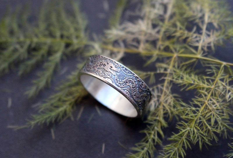 Ouroboros, infinite dragon ring in sterling silver