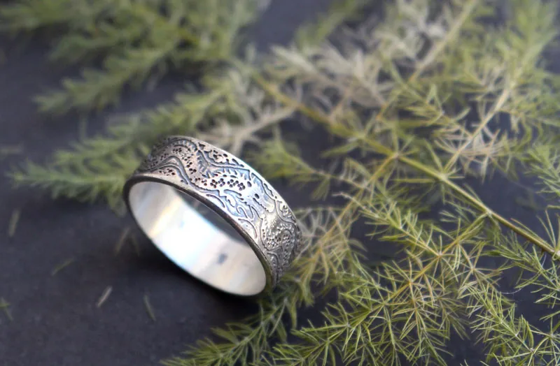 Ouroboros, infinite dragon ring in sterling silver