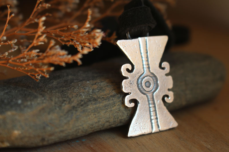 Ollin, Aztec glyph necklace in sterling silver