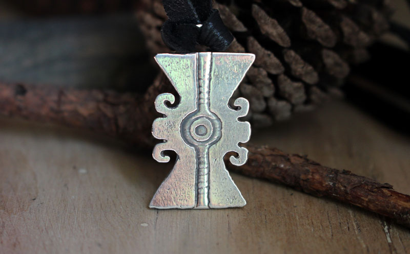 Ollin, Aztec glyph necklace in sterling silver