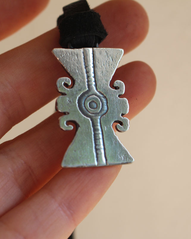 Ollin, Aztec glyph necklace in sterling silver
