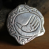 Olmec hand, Olmec symbol necklace in sterling silver