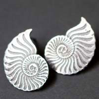 Ophite, ammonite studs earrings in sterling silver