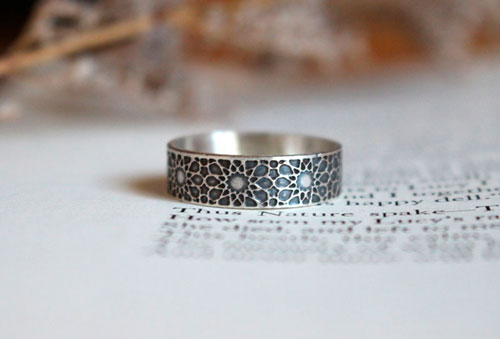 Oriental sun, oriental geometric sun ring in sterling silver