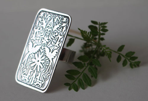 Otomi, Mexican tribal ring in sterling silver