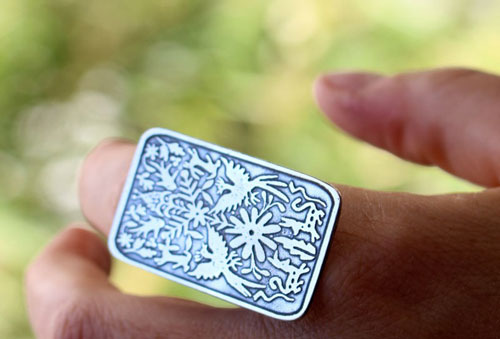 Otomi, Mexican tribal ring in sterling silver