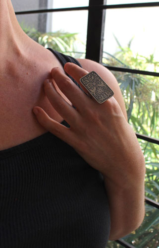 Otomi, Mexican tribal ring in sterling silver