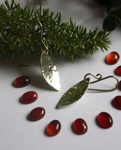 Petals, flower petal earrings in sterling silver