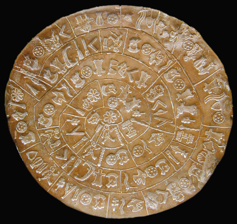 Phaistos, Minoan Phaistos disc pendant in silver and dendritic agate
