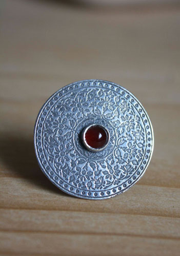 Phyllis, Greek mythology ring in sterling silver and carnelian