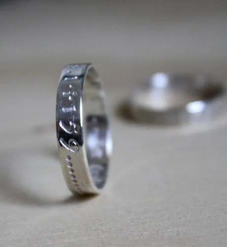Pi wedding bands, symbol of infinity ring in sterling silver