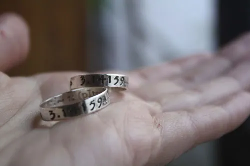 Pi wedding bands, symbol of infinity ring in sterling silver