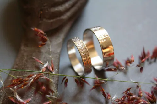 Plant harmony, botanical wedding ring in sterling silver