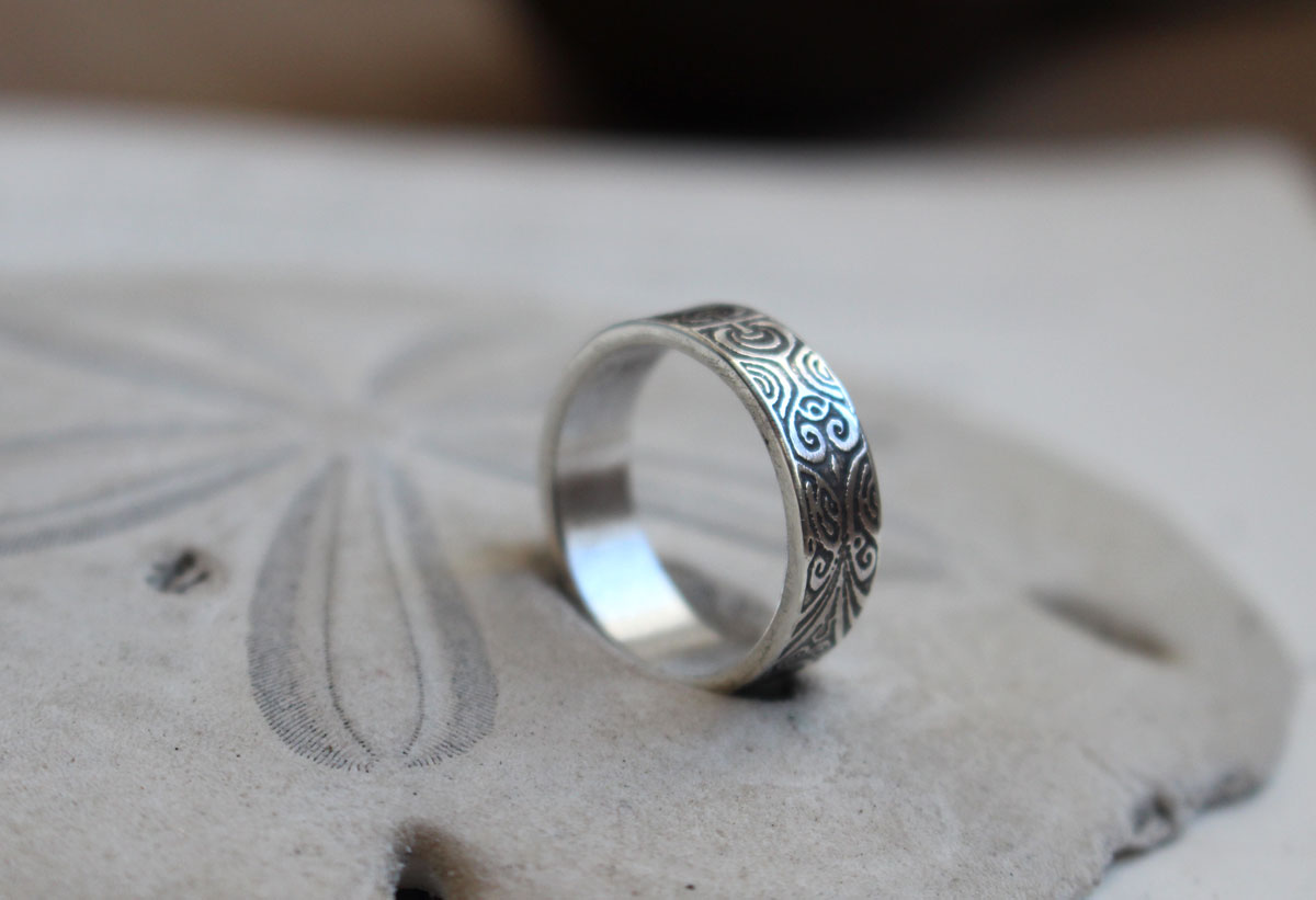 Polynesian tattoo, Pacific tradition ring in silver