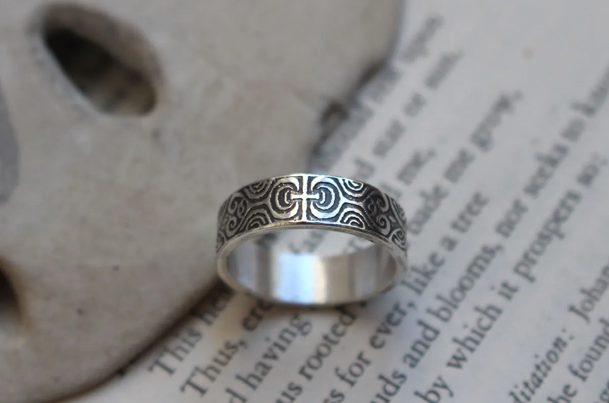 Polynesian tattoo, Pacific tradition ring in silver