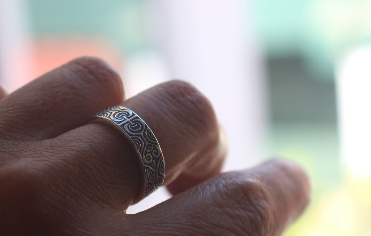 Polynesian tattoo, Pacific tradition ring in silver