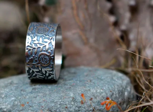 Pomegranate, abundance fruit ring in sterling silver
