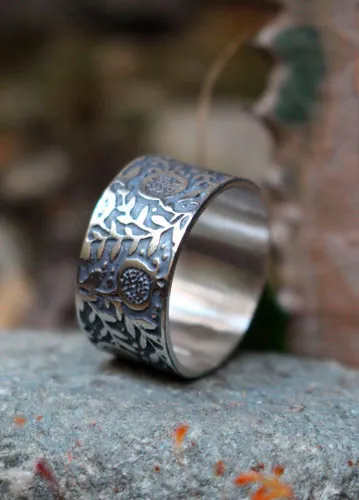 Pomegranate, abundance fruit ring in sterling silver