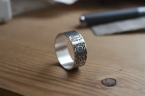 Pomegranate, abundance fruit ring in sterling silver